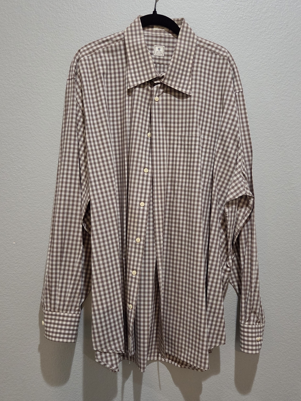 Peter Millar Men's Brown Check Button-Down Shirt XXL